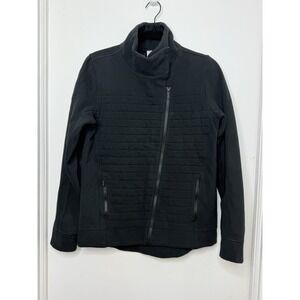 Lululemon Asymmetrical Zip Button Long Sleeve Stretch Jacket Women's Sz 6 Black